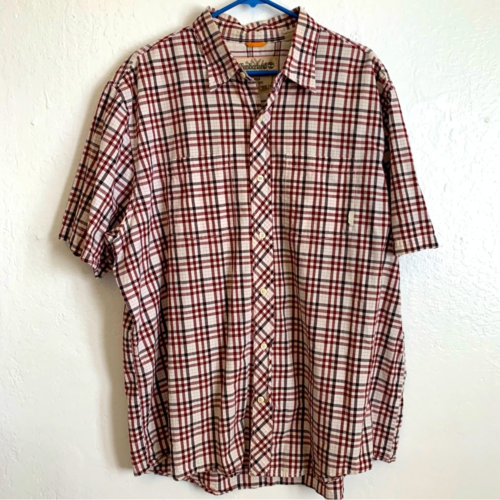 Timberland Men's Stratham Issue Plaid Button Up Short Sleeve Shirt Size XXL